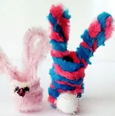 Fuzzy Pipe Cleaner Bunny Pencil Toppers