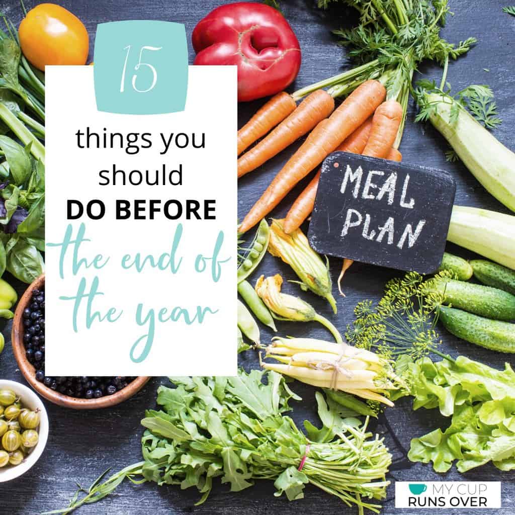a table full of vegetables and a sign that reads meal plan