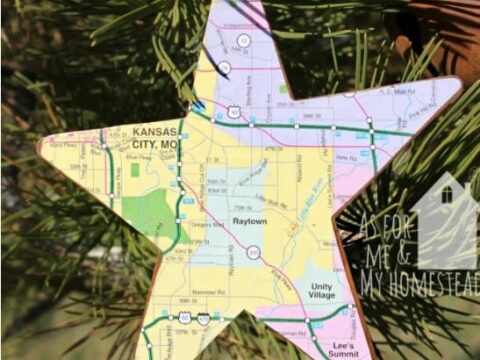 Diy Map Ornaments - star with a map printed on it - 1 of 50 Fabulous Christmas Crafts for Adults