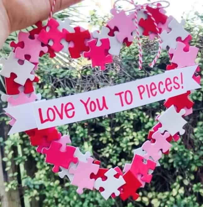 “Love You to Pieces” DIY Valentine Wreath