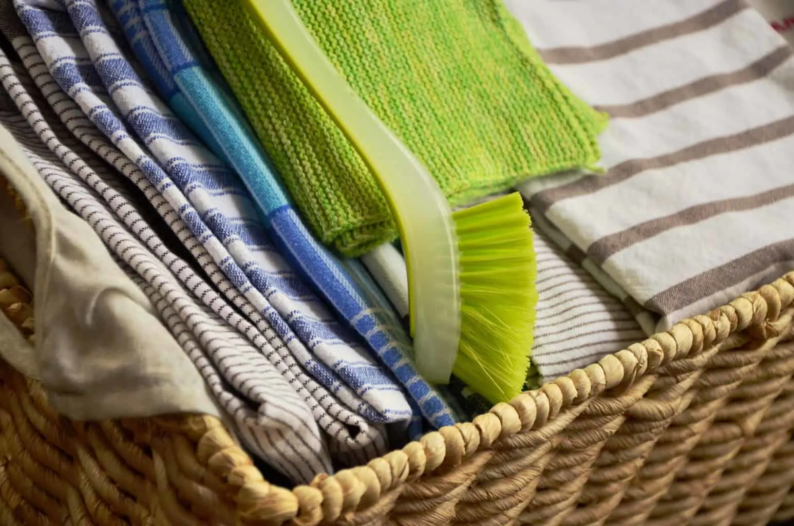 a basket of dishcloths. Follow these tips for saving money from a homesteader and get back to the basics when it comes to saving money. 