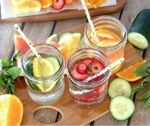 Cleansing recipes - three glasses of fruit infused water