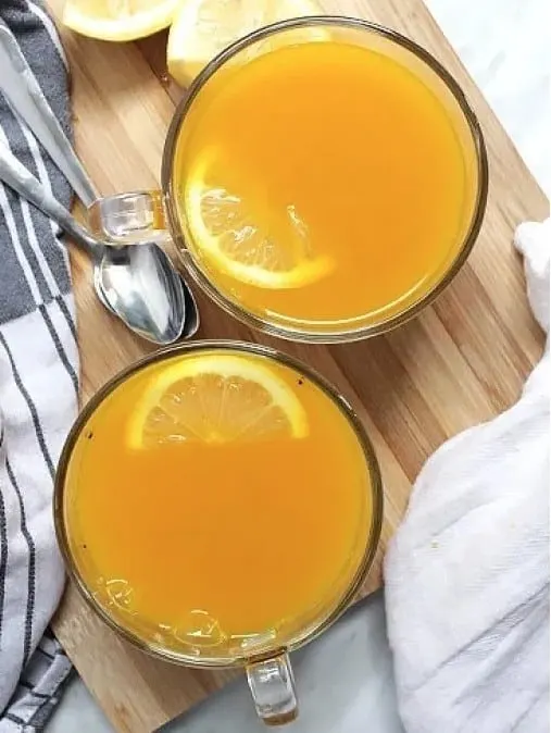 Cleansing recipes - two cups of healing ginger turmeric lemon tea