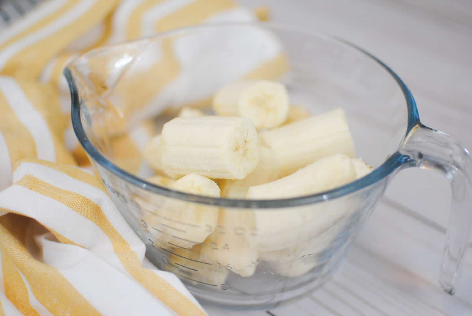 a bowl of chopped bananas