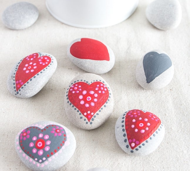 Valentine's Day painted rocks