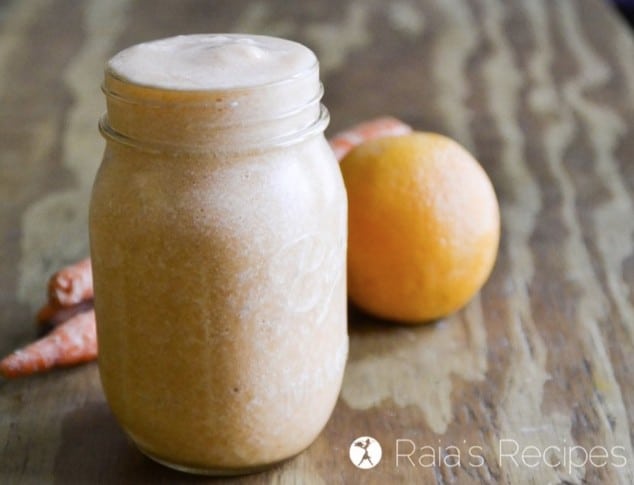 detox recipes - a mason jar filled with carrot orange smoothie