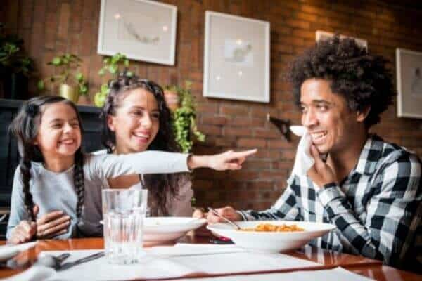 a family eating at a restaurant