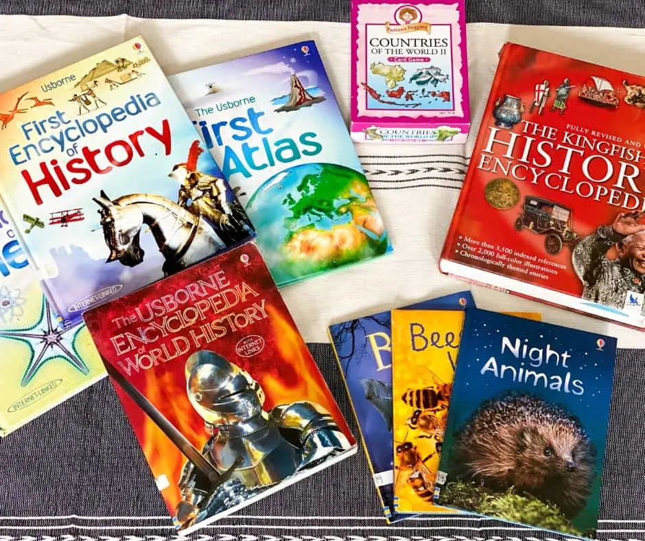 these are some of the key books you might want to include when planning homeschool unit studies: Kingfisher Book of History and Usborne's First Encyclopedia Series