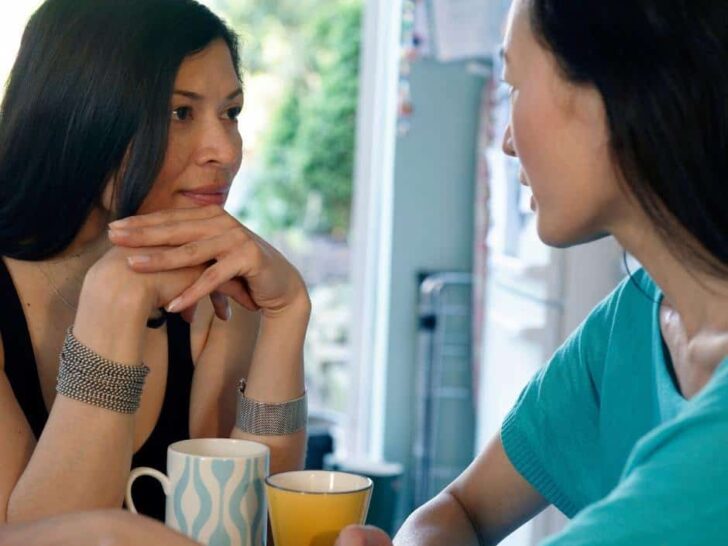 Two women deep in conversation over cups of tea. Hospitality isn't about organizing fancy dinner parties for lots of guests. It's about opening up your heart and home in order to connect with other people.