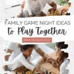 Family Game Night Ideas: texr overlaid two images of a family of three playing chess