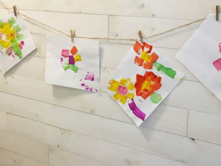 Easy Flower Sponge Painting Banner Craft for Kids