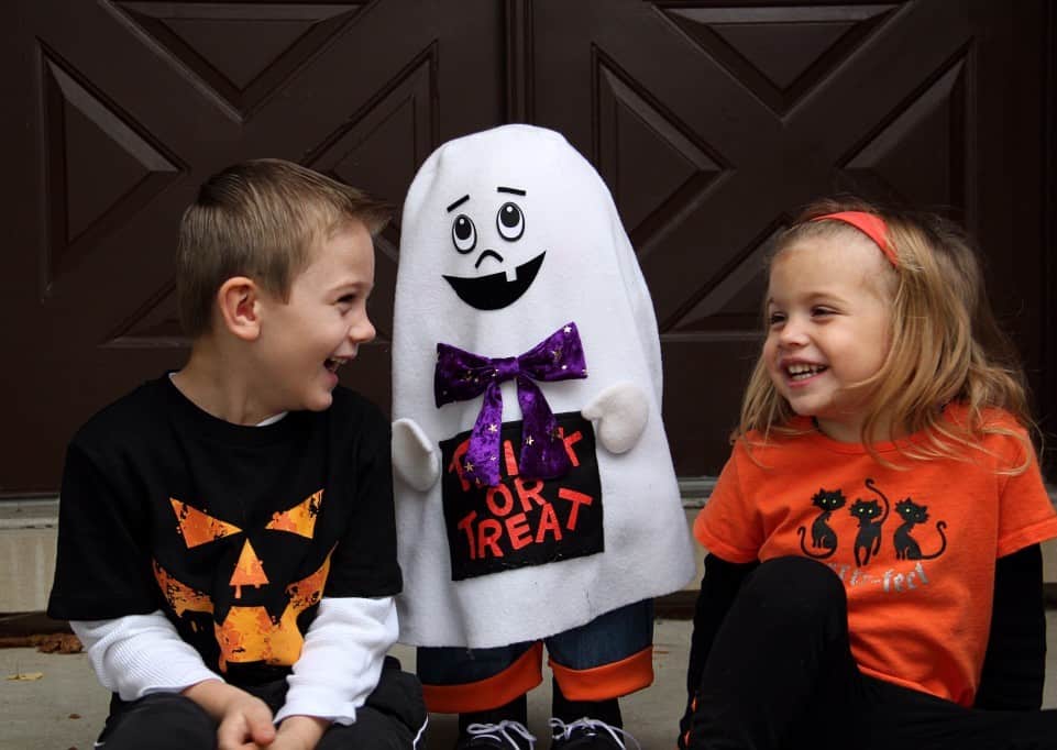 Kids having Halloween fun on a budget