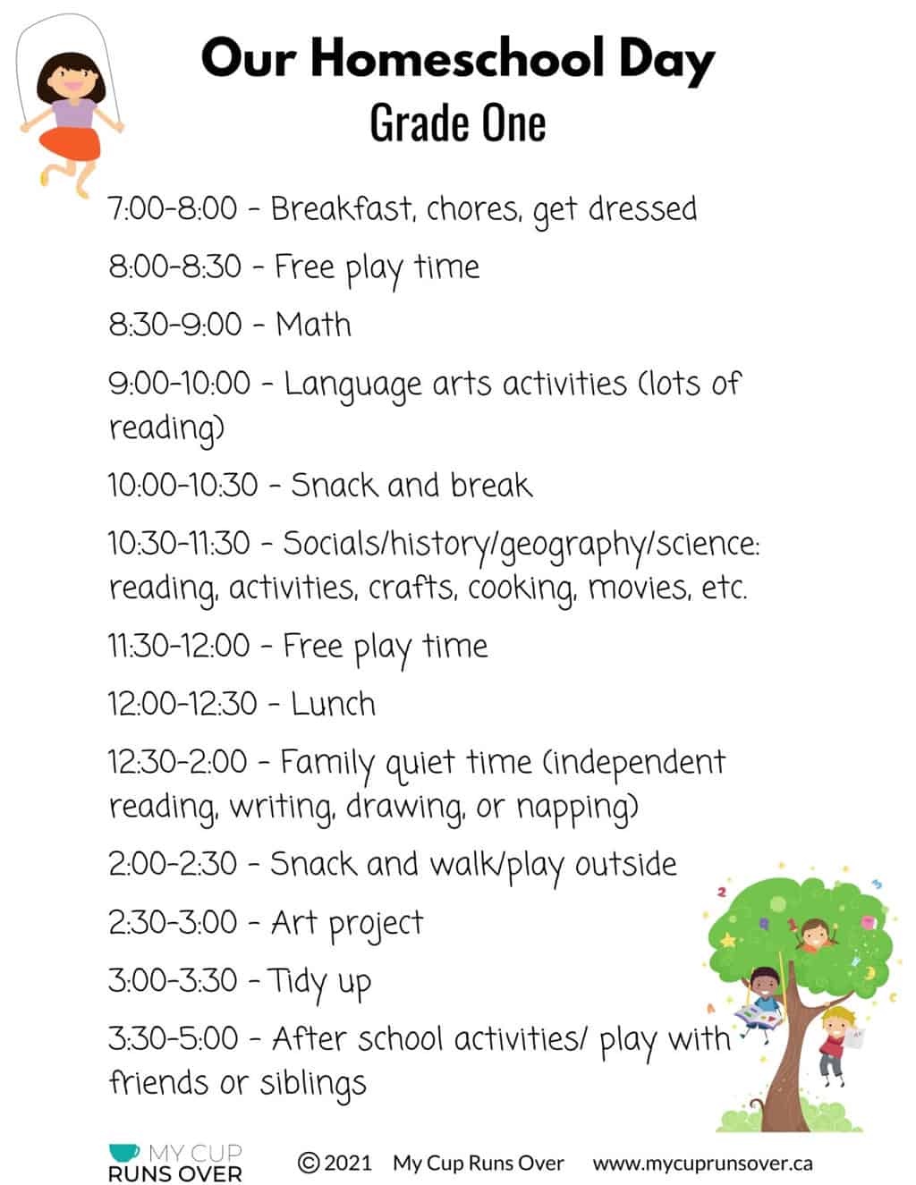 First Grade Homeschool Schedule - How to Create a Schedule that Works ...