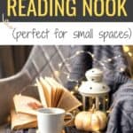 Learn how to create your own cozy home library right in your own bedroom with these tips for creative a reading nook! #reading #books #readingnook #decorating #diy