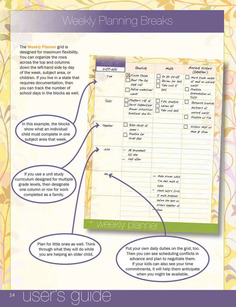 Weekly planning book set organized homeschooling tool 