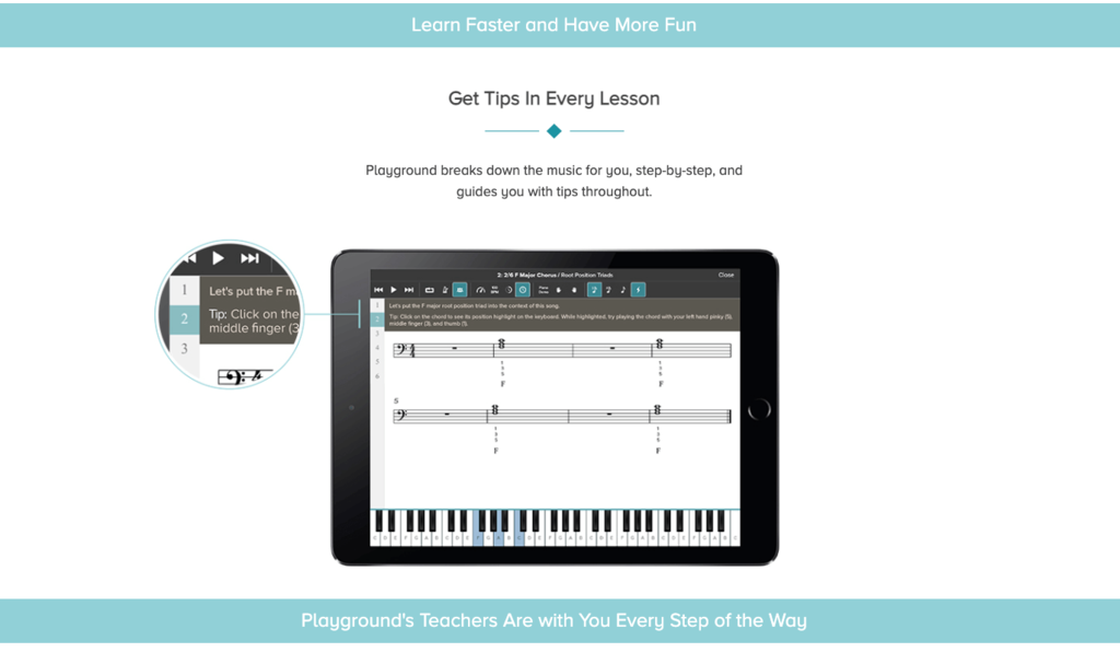 Playground Sessions piano lessons screenshot