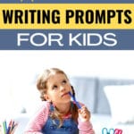 100 poetry writing prompts for kids - picture of a little girl writing and thinking