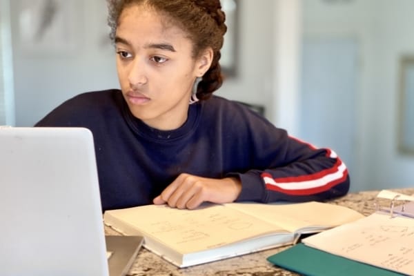 a student completes a live online math class