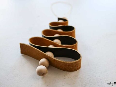 Image for Mini Leather Christmas Tree with Wood Beads