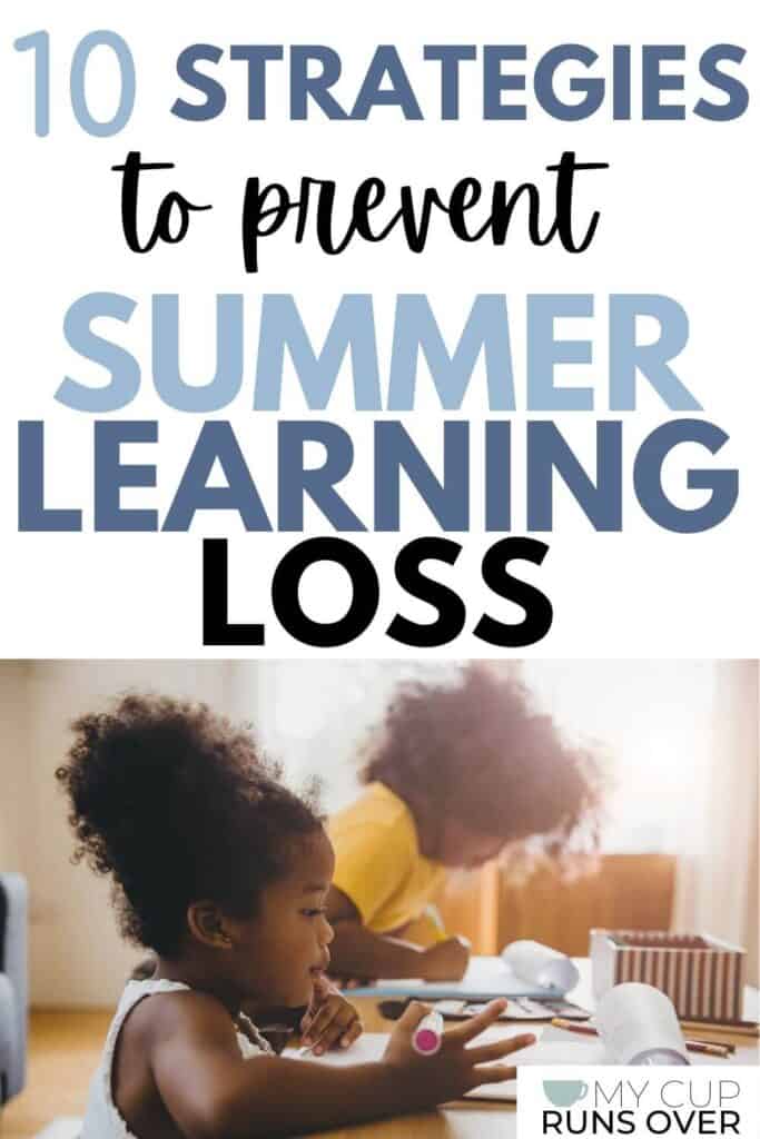 PREVENT SUMMER LEARNING LOSS | 2 kids sit at a table and write in notebooks