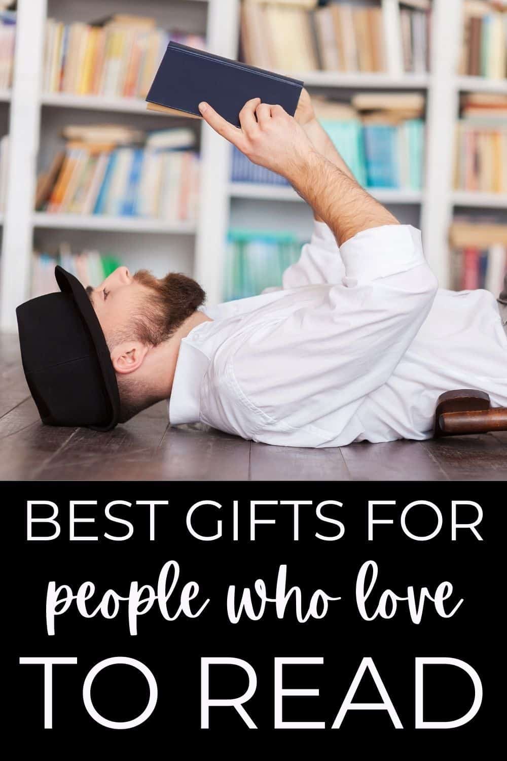 Gifts for people who love to read: a man falls off his chair reading a book