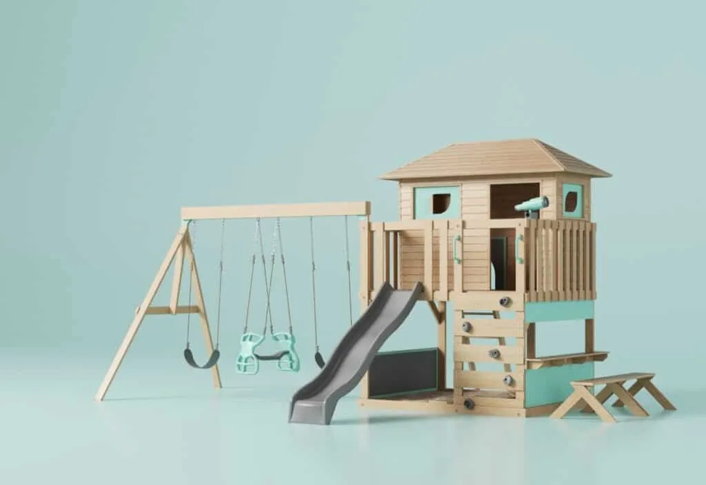 SPIMBEY SWING SET DELUXE + PLAY DECK XXL + PLAY HOUSE MINOR