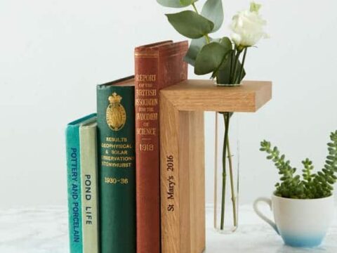 Image for Solid Oak Personalized Bookend 