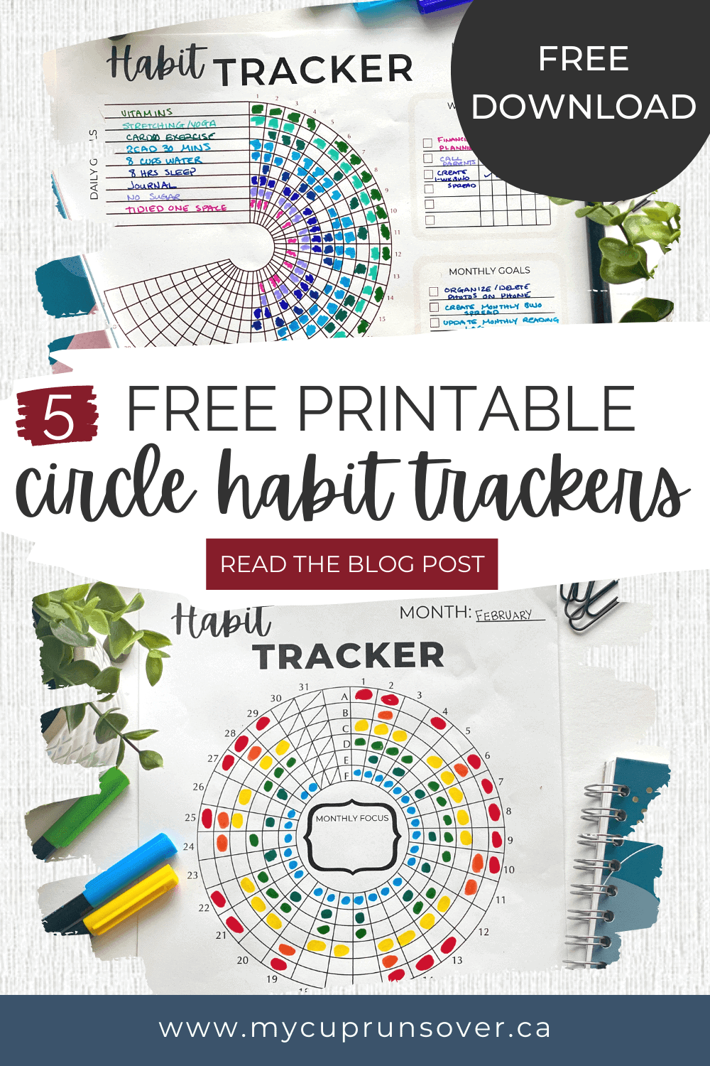 Free Printable Circle Habit Tracker Template – My Cup Runs Over