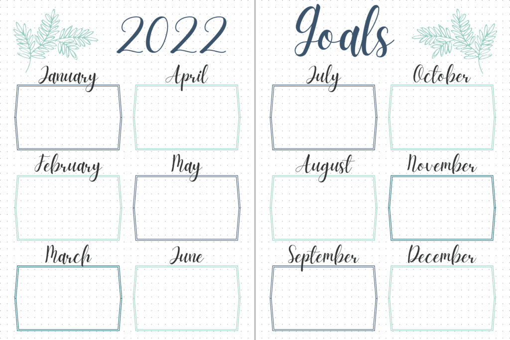 annual goals bullet journal spread