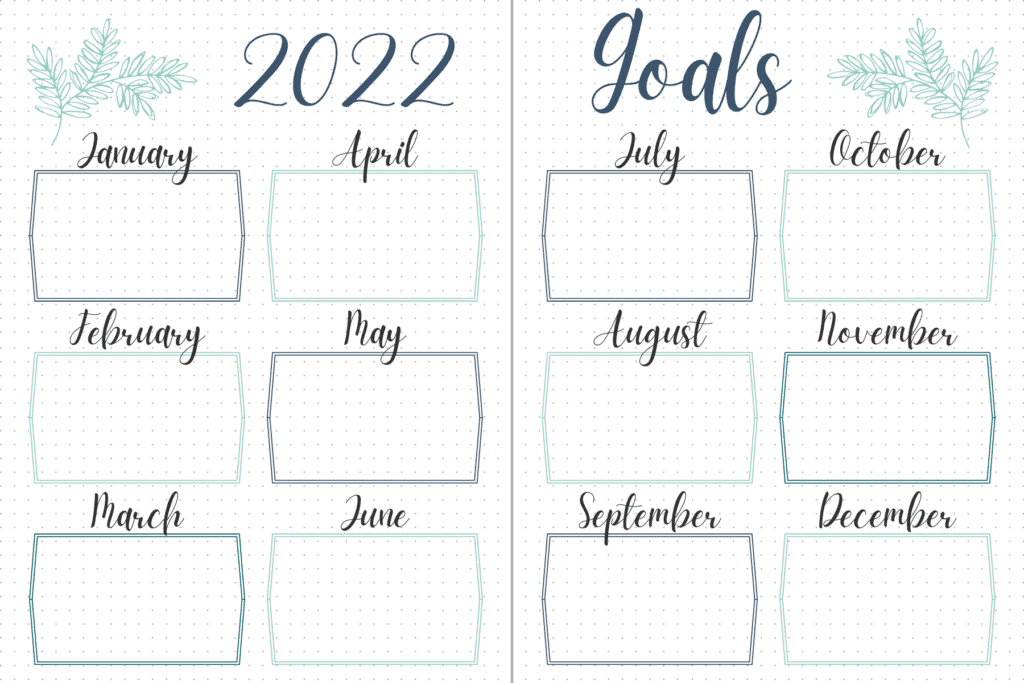 annual goals bullet journal spread