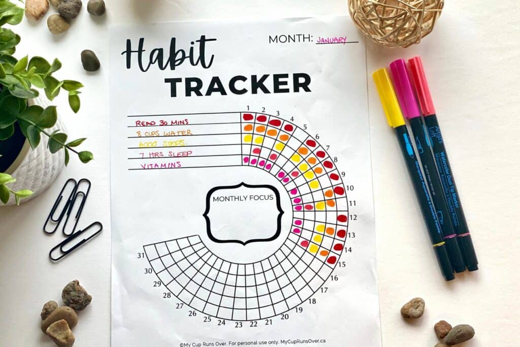 completed circle habit tracker