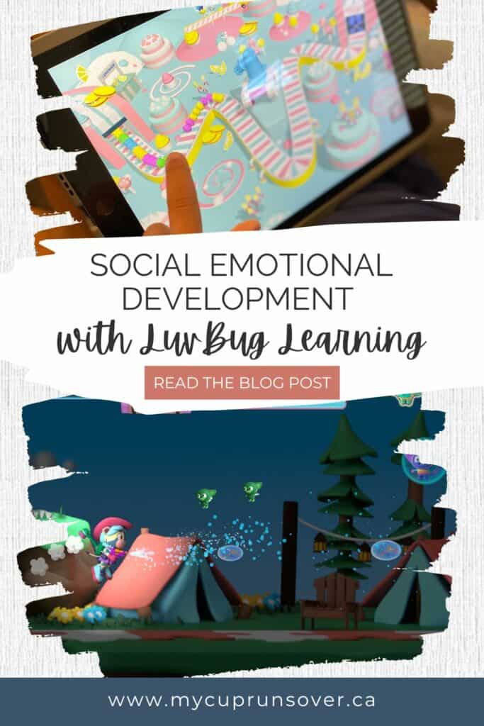 social emotional development with LuvBug Learning: a child plays a game on an app, a close up image of an sel game