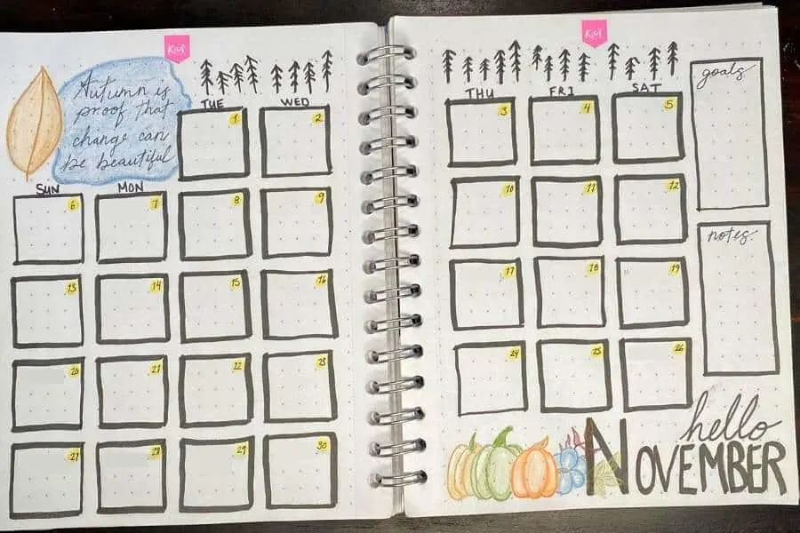 NEW November BULLET JOURNAL PLANNER Set Up - B5 BUJO using Stencils and  Stamps - PLAN WITH ME 