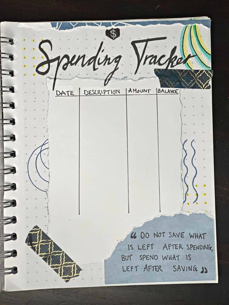 November bullet journal ideas - spending tracker