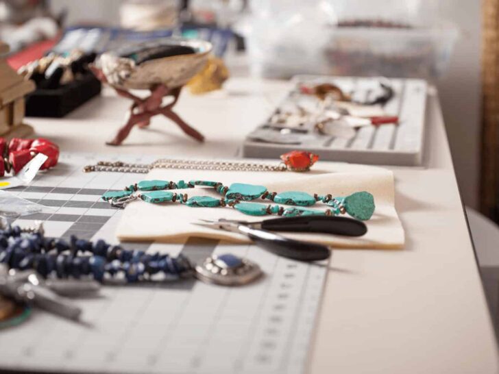 jewelry-making kits for adults laid out on a table