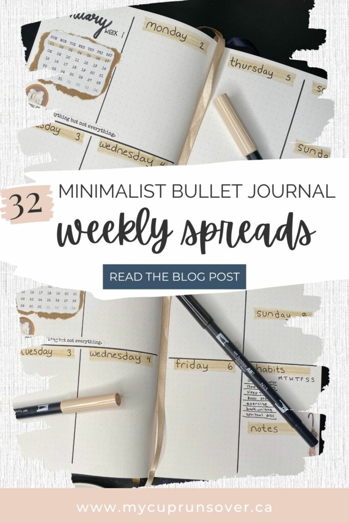 minimalist bullet journal weekly spread ideas